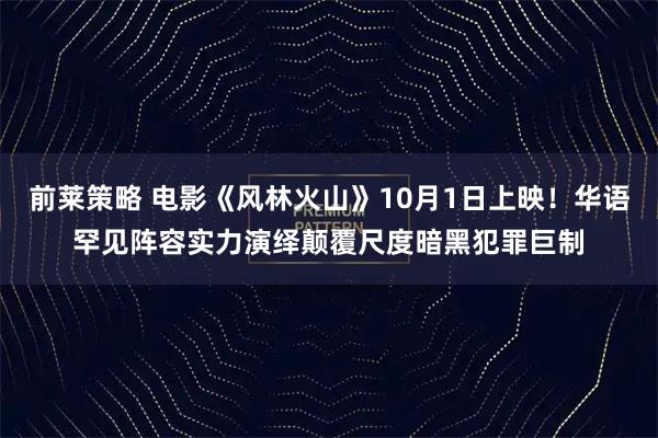 前莱策略 电影《风林火山》10月1日上映！华语罕见阵容实力演绎颠覆尺度暗黑犯罪巨制
