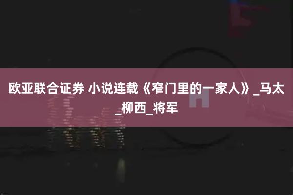 欧亚联合证券 小说连载《窄门里的一家人》_马太_柳西_将军